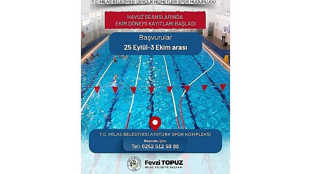 Kapalı Yüzme Havuzunda Kış Döneminin Ekim Ayı Kayıtları Başlıyor