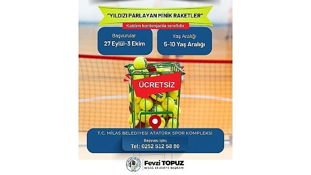Milas Belediyesi’nden Minik Sporcular İçin Tenis Kursu