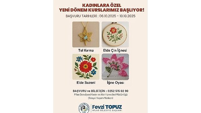 Milas Belediyesi’nin kursları için kayıtlar başlıyor