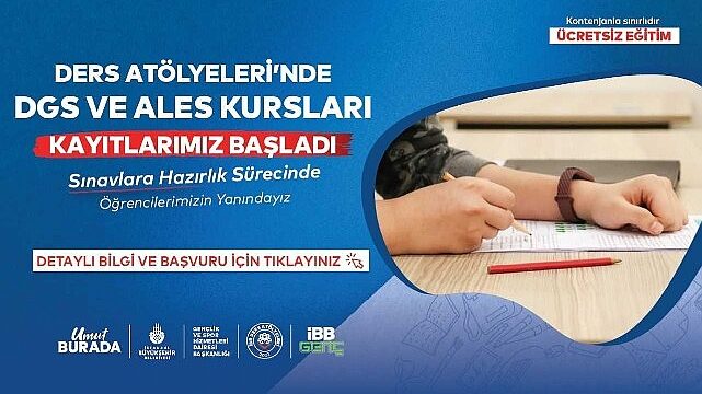İBB Ders Atölyeleri’nde Ücretsiz ALES ve DGS Kursları Başlıyor
