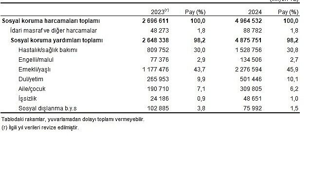 Sosyal Koruma İstatistikleri, 2024