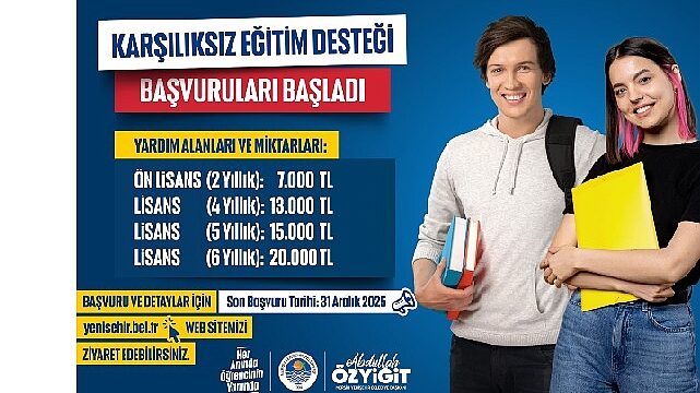 Yenişehir Belediyesinin Karşılıksız Eğitim Desteği Başvuruları Başladı
