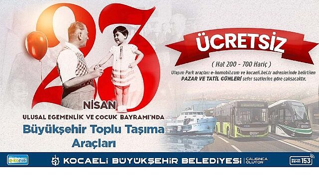 23 Nisan’da Kocaeli’de ulaşım ücretsiz