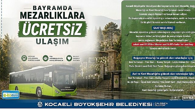 Kocaeli’de mezarlıklara ulaşım ücretsiz