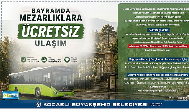 Kocaeli’de mezarlıklara ulaşım ücretsiz
