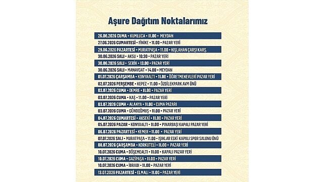 Antalya Büyükşehir Belediyesi’nden Muharrem Ayı boyunca aşure ikramı