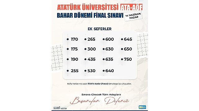 ATA-AÖF sınavına 15 farklı hat desteği